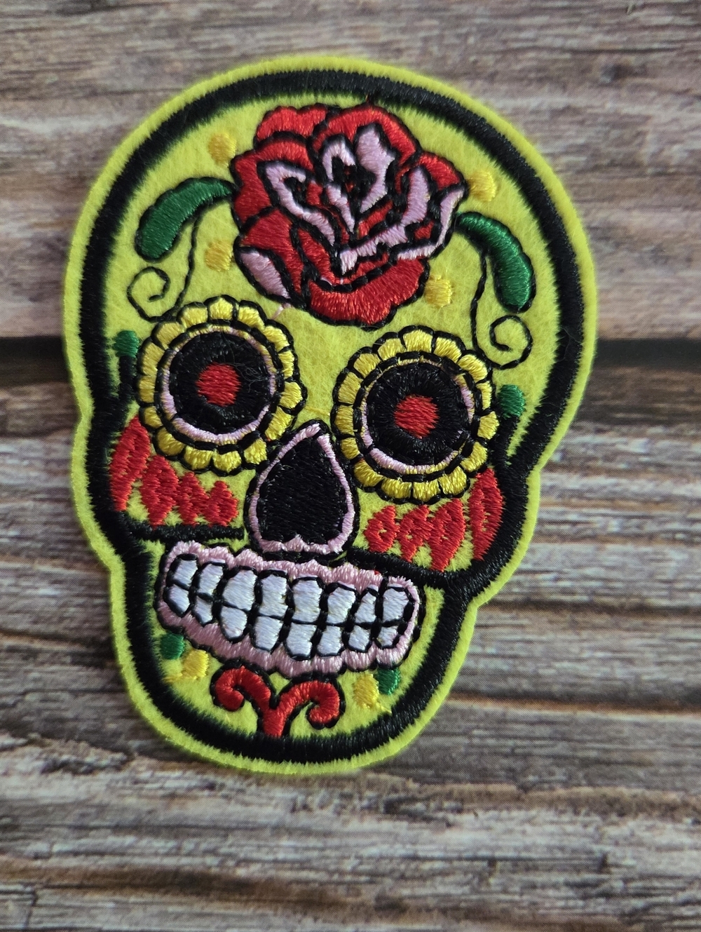 Sugar Skull Yellow Day Of The Dead Horror Gothic Halloween Embroidered Patch